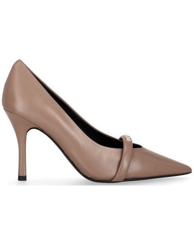 Furla Logo Lettering Pointed Toe Pumps - Brown