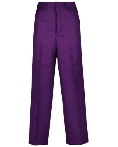 Ami Paris High-waist Wide-leg Pants - Purple