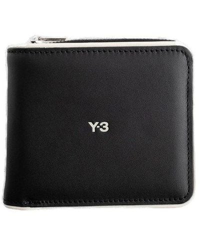 Y-3 Logo Printed Zipped Wallet - Black