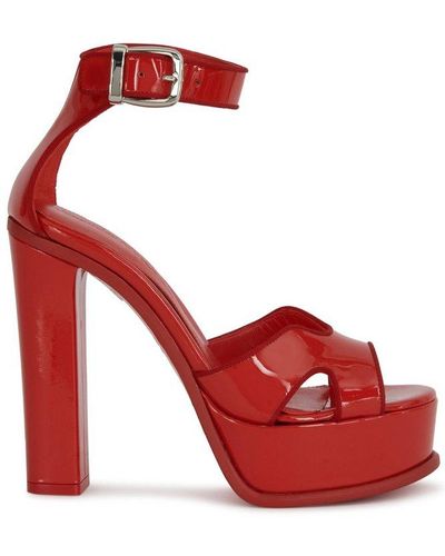 Alexander McQueen Buckle Strap Platform Sandals - Red