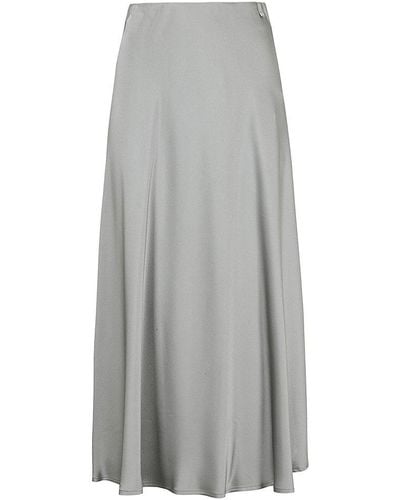 Herno Resort High-waist Satin Midi Skirt - Grey