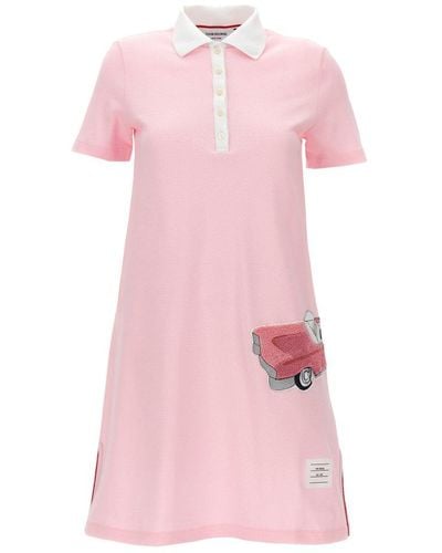 Thom Browne Patch Polo Dress Dresses - Pink