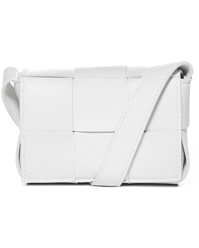 Bottega Veneta Cassette Mini Leather Crossbody Bag - White