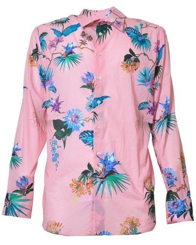 Etro Floral Print Collared Button-up Shirt - Pink