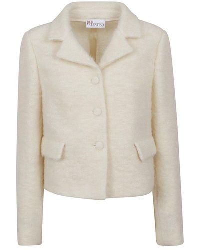 RED Valentino Red Shearling Single-breasted Jacket - White