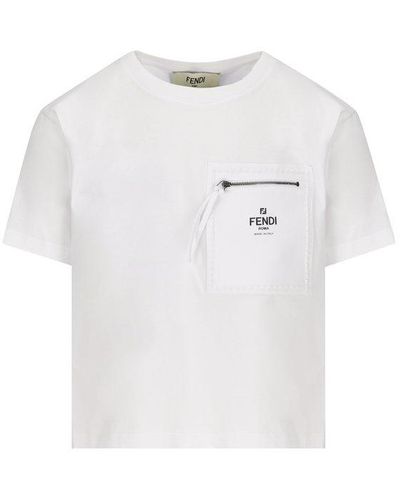 Fendi Zip-detailed Crewneck T-shirt - White