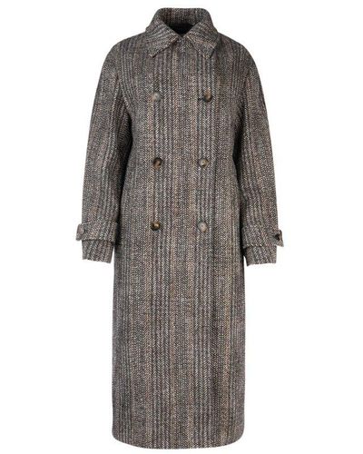 Stella McCartney Herringbone Long-line Coat - Gray
