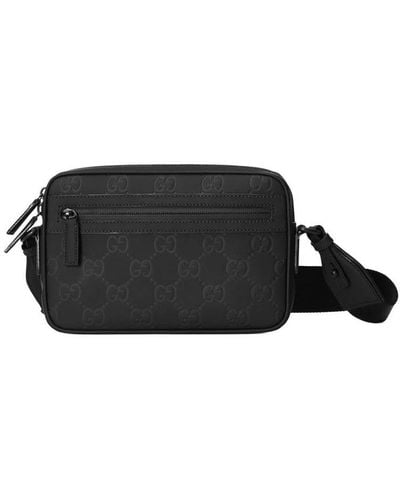 Gucci Monogram-debossed Leather Cross-body Bag - Black