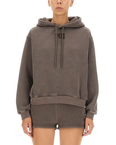 T By Alexander Wang Sweatshirt With Embossed Logo - Gray