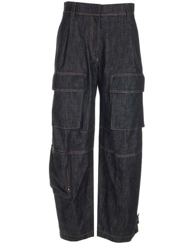 Brunello Cucinelli High-waist Tapered Leg Cargo Jeans - Blue