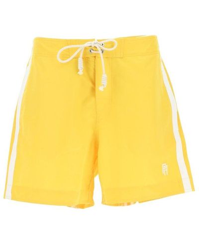 Palm Angels Striped Trim Swimming Shorts - Yellow