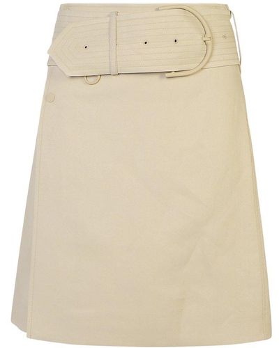 Burberry Belted-waist Wrap Mini Skirt - Natural