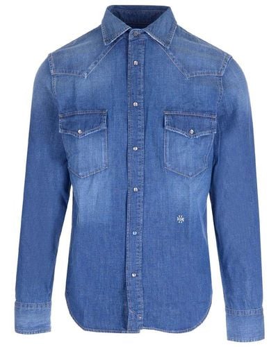 Jacob Cohen Buttoned Long-sleeved Denim Shirt - Blue