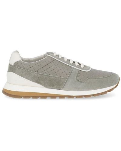 Brunello Cucinelli Perforated Lace-up Sneakers - Gray
