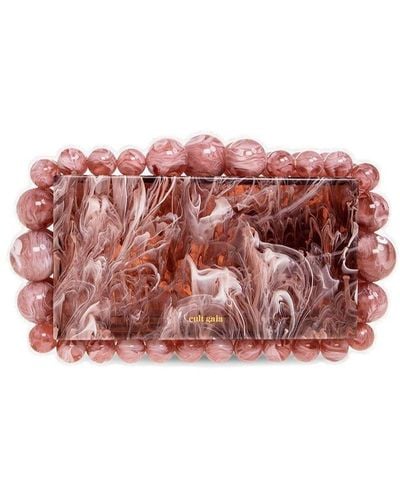 Cult Gaia Eos Beaded Marbled Pattern Clutch Bag - Pink