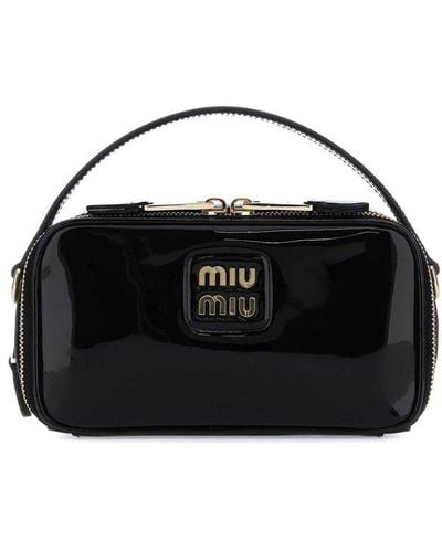 Miu Miu Logo Plaque Tote Bag - Black