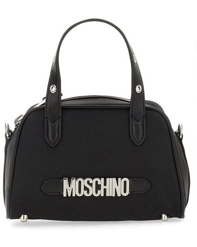 Moschino Logo Lettering Zipped Tote Bag - Black