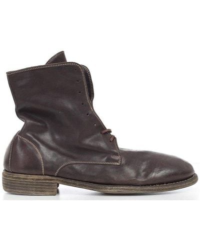 Guidi Distressed Lace-up Ankle Boots - Brown