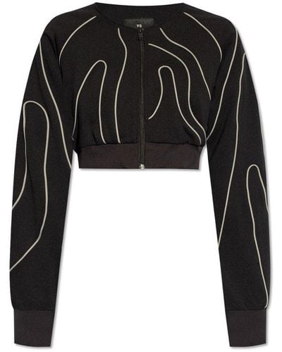 Y-3 Piping-detailed Copped Zipped Jacket - Black