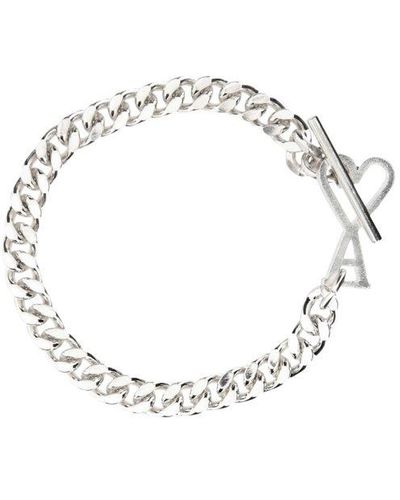 Ami Paris Paris Logo Plaque Chain Bracelet - Metallic
