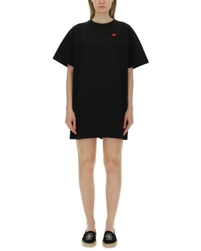 KENZO Boke Flower Embroidered T-shirt Dress - Black