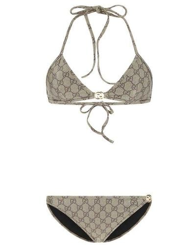 Gucci Monogram Print Bikini Set - Metallic