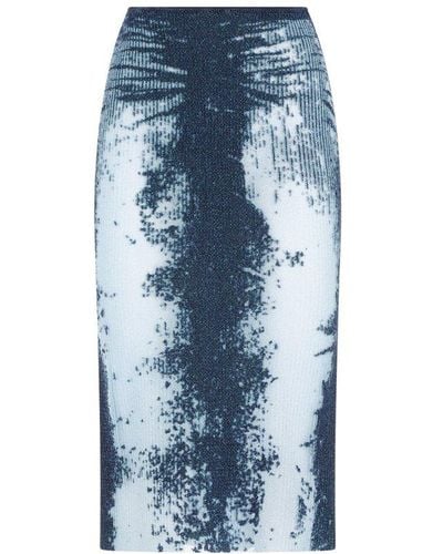 DIESEL M-begonia Metallic Knit Midi Skirt - Blue