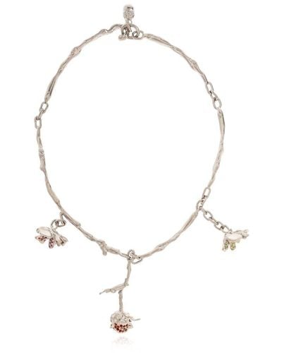 Marni Necklace With Flower Motif, - Metallic