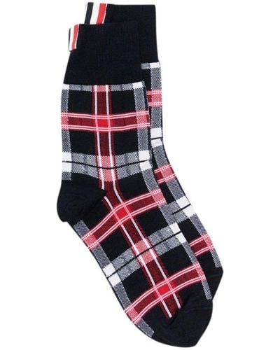 Thom Browne Tartan-check Mid-calf Socks - Black