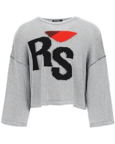 Raf Simons Oversized Jumper Rs Embroidery - Grey