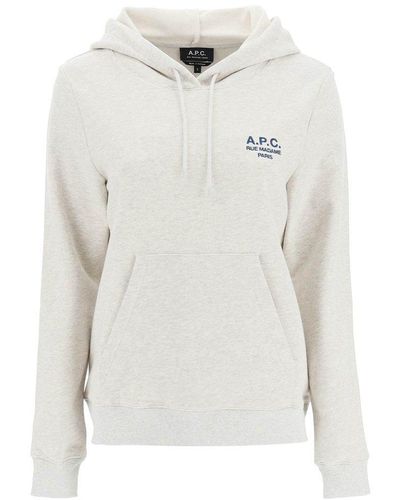 A.P.C. Manuela Hoodie With Embroidered Logo - White