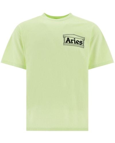 Aries Logo Printed Crewneck T-shirt - Green