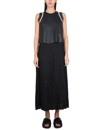Alysi Sleeveless Fringe Detailed Dress - Black