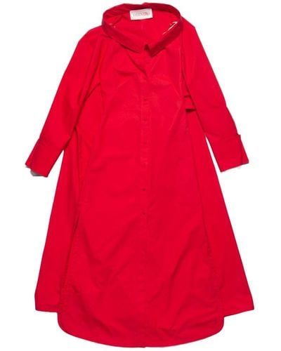 Valentino Buttoned Long-sleeved Dress - Red