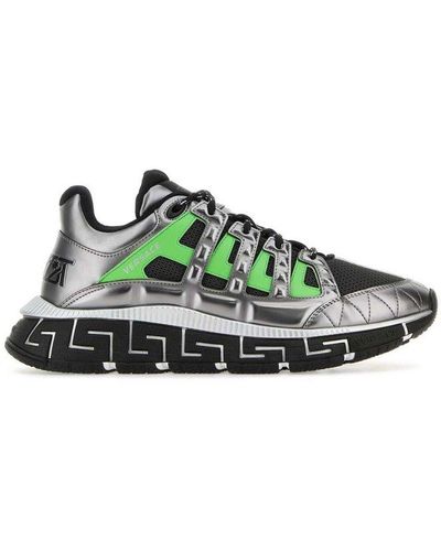 Versace Trigreca Mesh Panelled Lace-up Sneakers - Green
