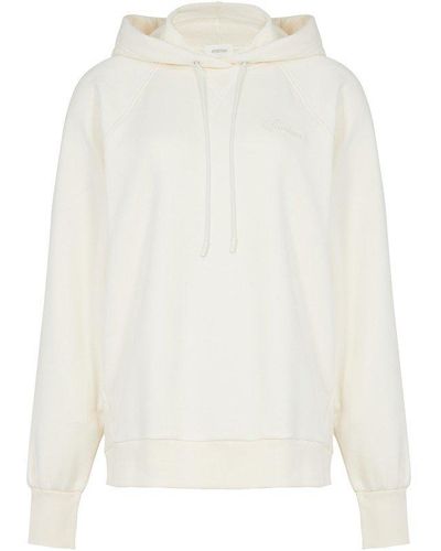Sportmax Logo Embroidered Long-sleeved Hoodie - White