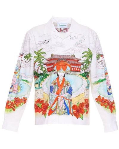 Casablancabrand Graphic Printed Long-sleeved Shirt - White