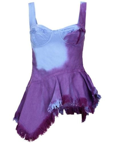 Marques'Almeida Tie-dye Sleeveless Denim Corset - Purple