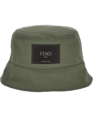 Fendi Logged Patch Bucket Cap - Green