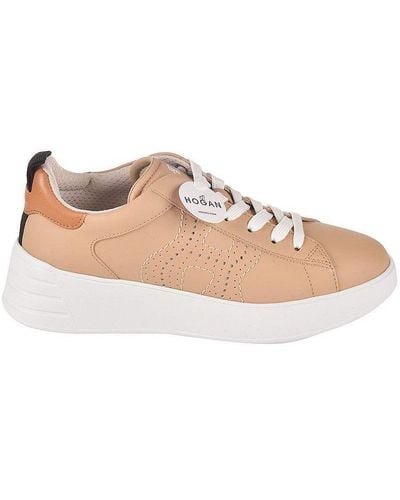 Hogan Round Toe Lace-up Sneakers - Brown