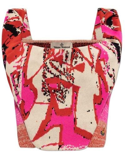 Vivienne Westwood Pattern Intarsia-knit Cropped Top - Pink