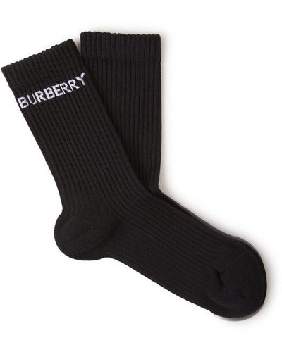 Burberry Logo Cotton Socks - Black
