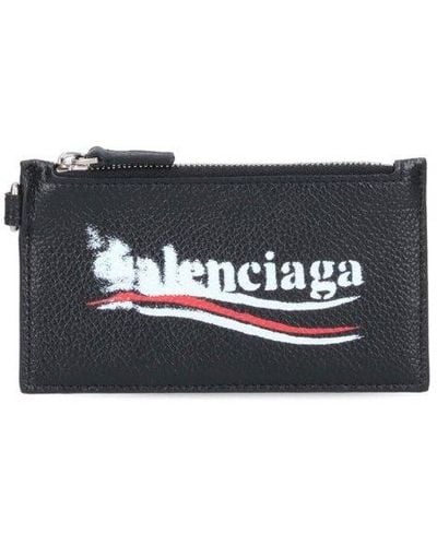 Balenciaga Logo Printed Keyring Cardholder - Black