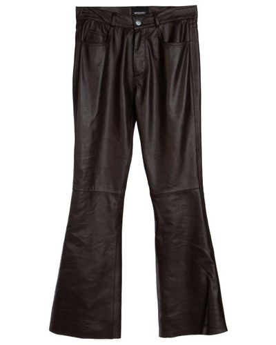 Simonetta Ravizza Wide Leg Leather Pants - Black