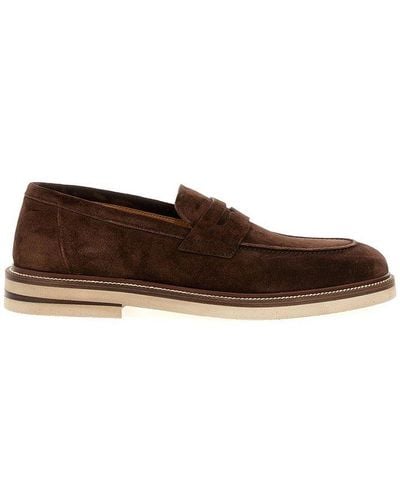 Brunello Cucinelli Round Toe Penny Loafers - Brown