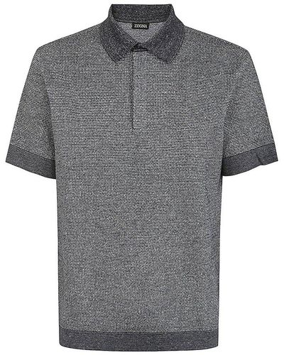 ZEGNA Cotton Linen And Silk Polo Shirt Clothing - Grey