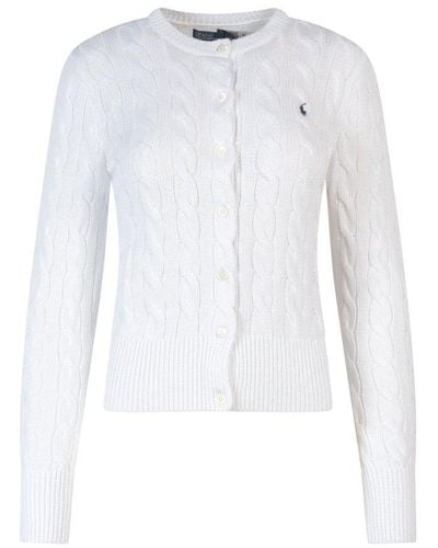 Polo Ralph Lauren Pony Embroidered Knitted Cardigan - White