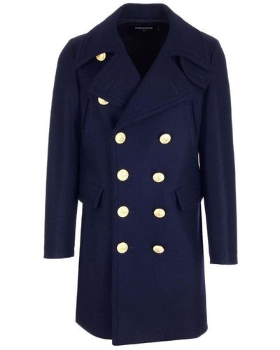 DSquared² Double Breasted Long-sleeved Coat - Blue