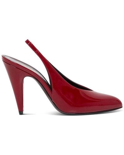 Saint Laurent Venus Slingback Ankle Tie Court Shoes - Red