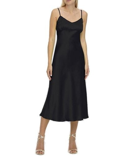 Erika Cavallini Semi Couture Spaghetti Strap Midi Dress - Black